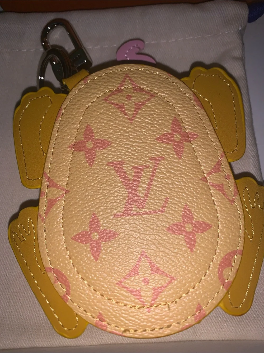 Monogram frog purse/bag charm keychain zipper pouch